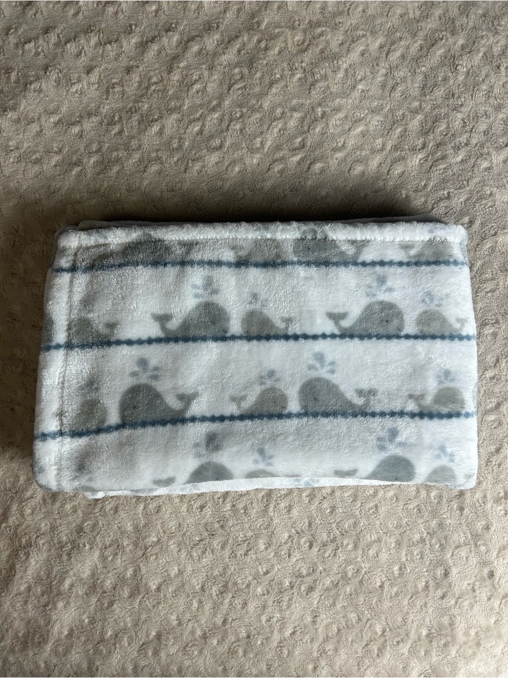 Adirondack Baby Gray Whales Blanket Blue Water White Plush Soft Lovey